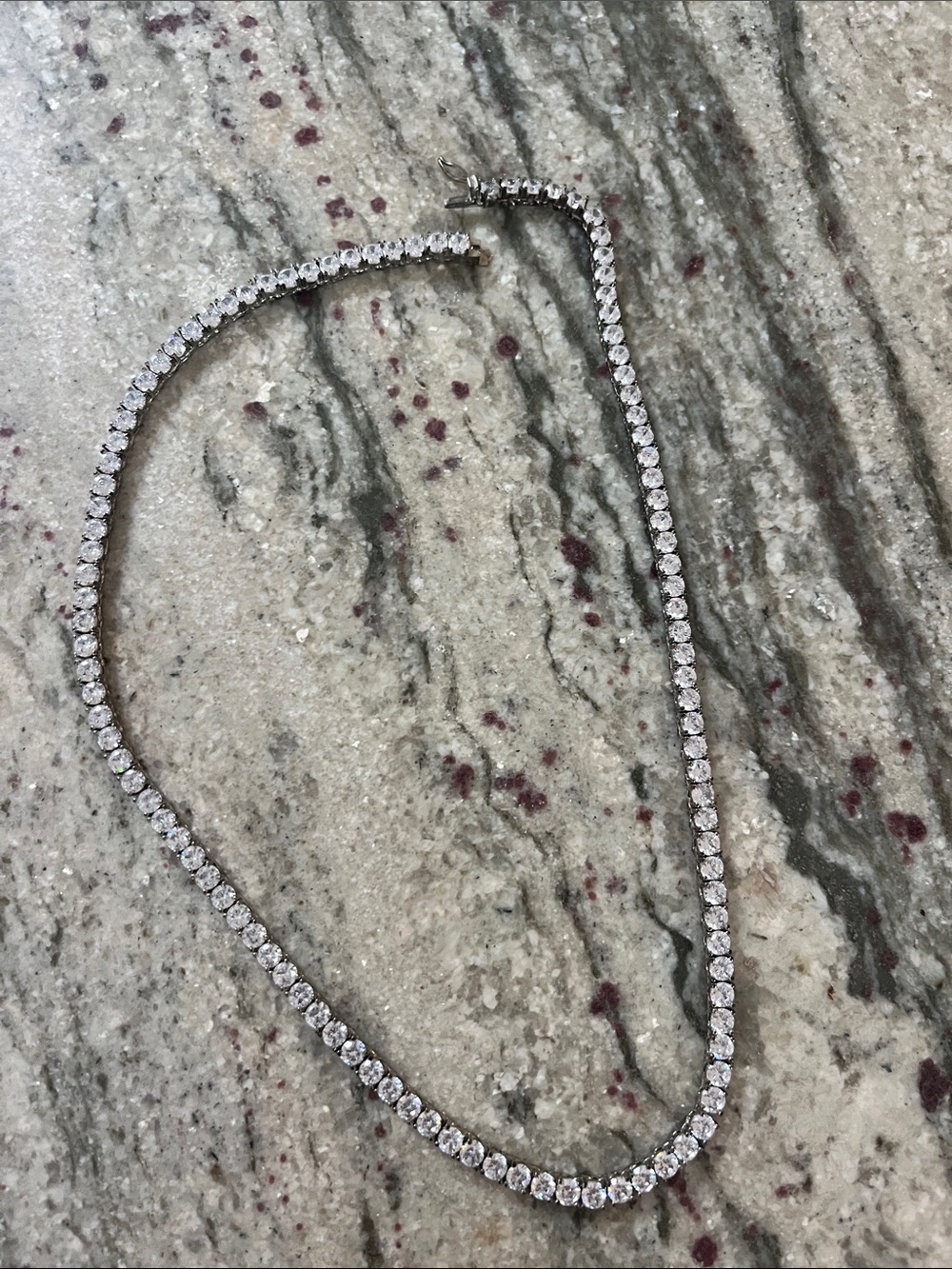 Classic Crystal Tennis Necklace - Silver Tone